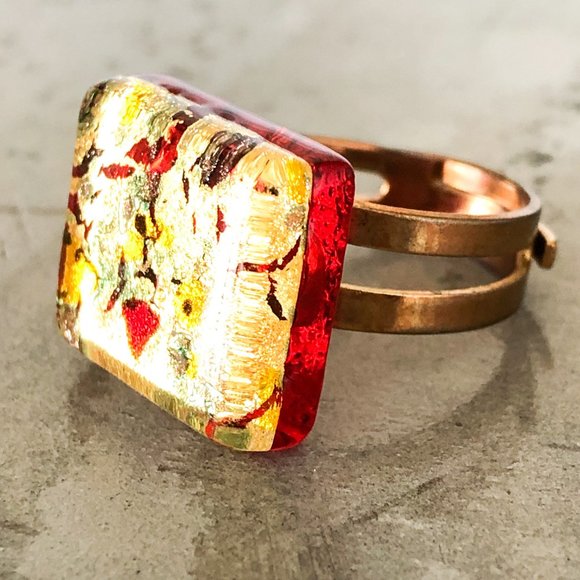 Adjustable Murano Glass Ring - Picture 9 of 13